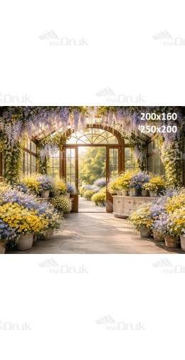 Tło fotograficzne „Kwiatowa oranżeria w złotym świetle” | E874